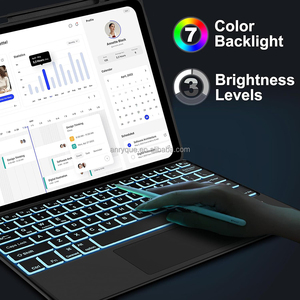 Funda para teclado táctil para iPad Pro 13 pulgadas (M4) 2024 teclado desmontable magnético con Trackpad cubierta de portalápices retroiluminada de 7 colores - Product Image 3