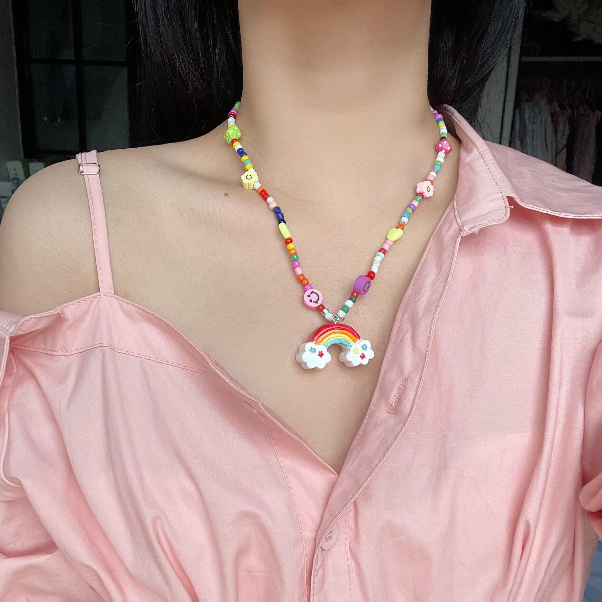 Rainbow Seed Bead Necklace