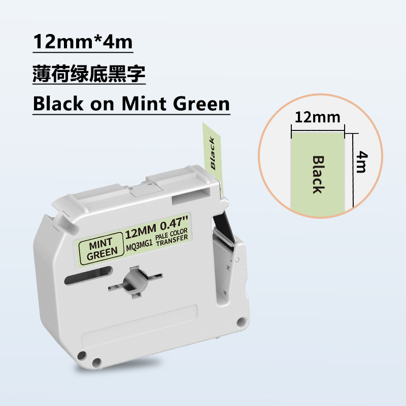 Mint green background with black lettering - 12mm*4m