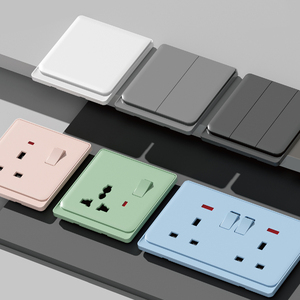 Enchufe conmutado multifunción 13a con accesorios eléctricos de neón Toma de interruptor de pared de fábrica Oro. Blanco. Gris. Verde. Rosa. Azul - Product Image 1