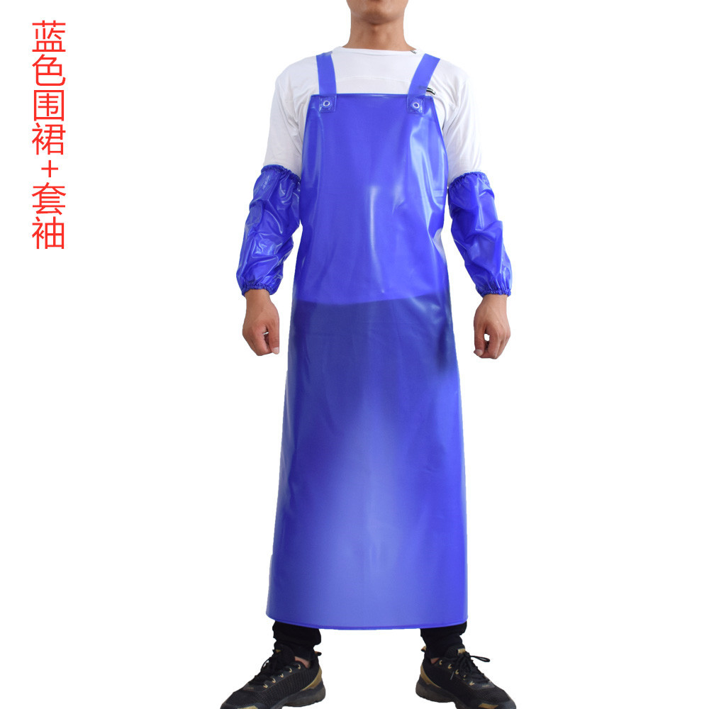 Delantal azul con mangas