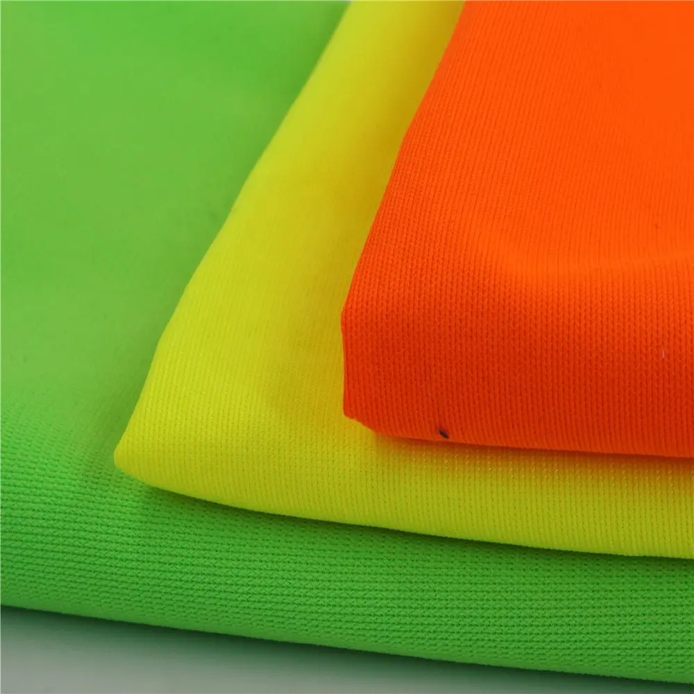 120gsm yüksek ışık yansıtıcı çözgü örme floresan sarı floresan turuncu kumaş güvenlik yelek kumaş