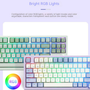 Teclado mecánico para juegos, ergonómico, inalámbrico, Bluetooth, USB, RGB, con retroiluminación LED, 99 teclas personalizadas, para dispositivos Android, iOS y Windows