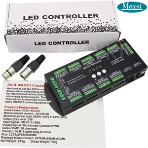 Decodificador DMX512 digital de 36 canales, controlador de tira de LED RGBW /RGB, 2A/CH, 2A, 2A