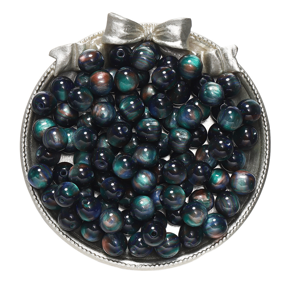 Resin cat's eye beads - blue-green