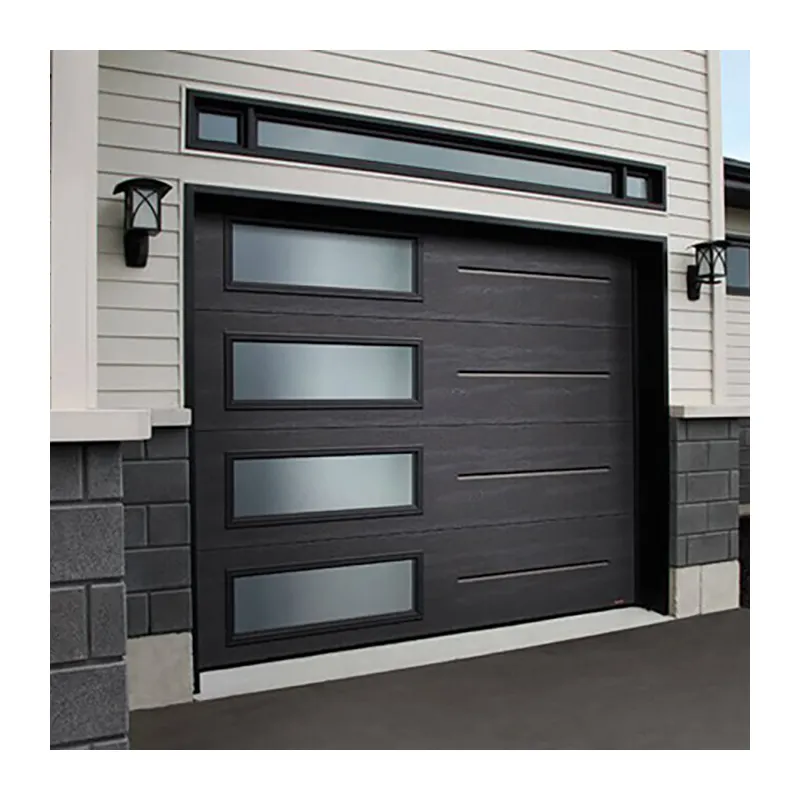 Estilo chinês moderno Elevador Automático Overhead Sectional Doors Pedestrian Double Car Garage Gates Steel Glass Material para Villa