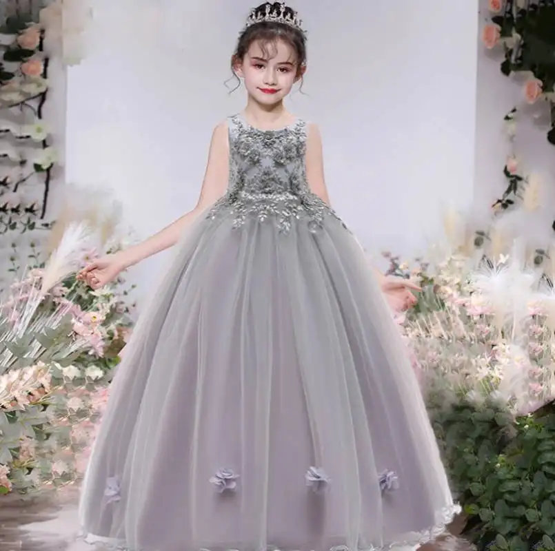 12 anos de idade bela princesa flor menina vestido, crianças, vestido, elegante, design lp-212