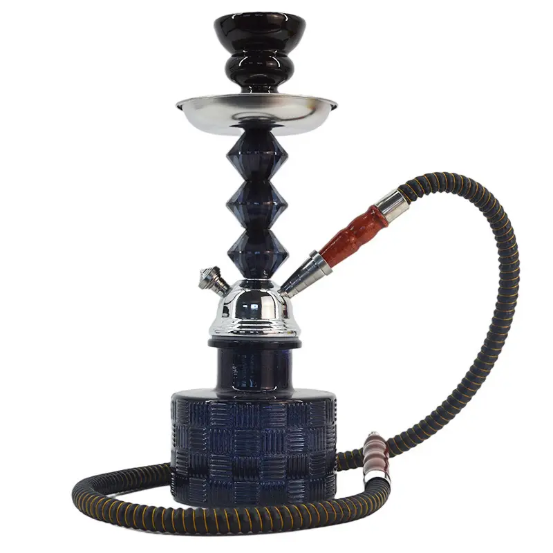 Conjunto de fumaça de vidro multicores suporte de plástico Chicha Shesha Gold Shisha luxuoso