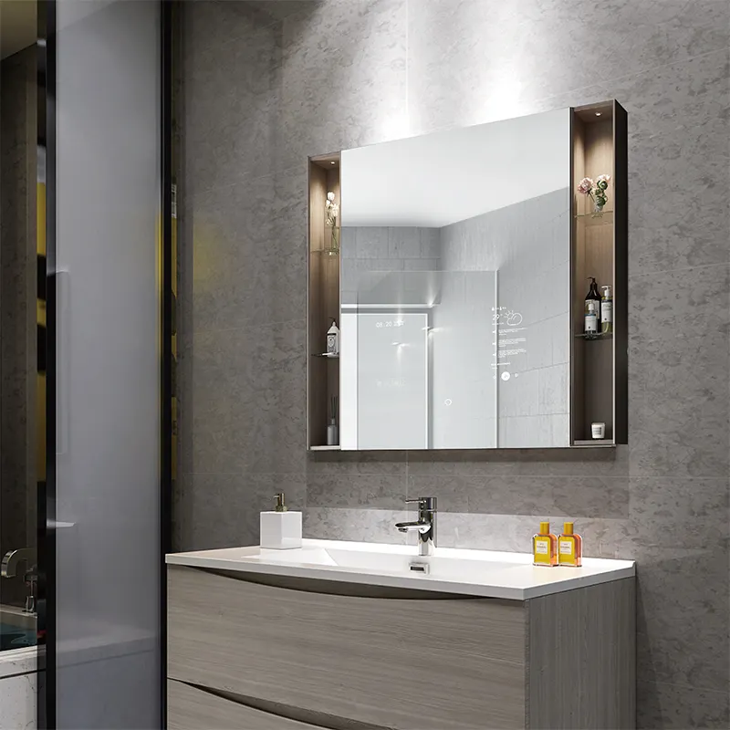 Fudakin ตู้กระจกห้องน้ำฟังก์ชั่นเต็มรูปแบบ, ตู้กระจกวิเศษ LED ระบบ Android หน้าจอสัมผัส