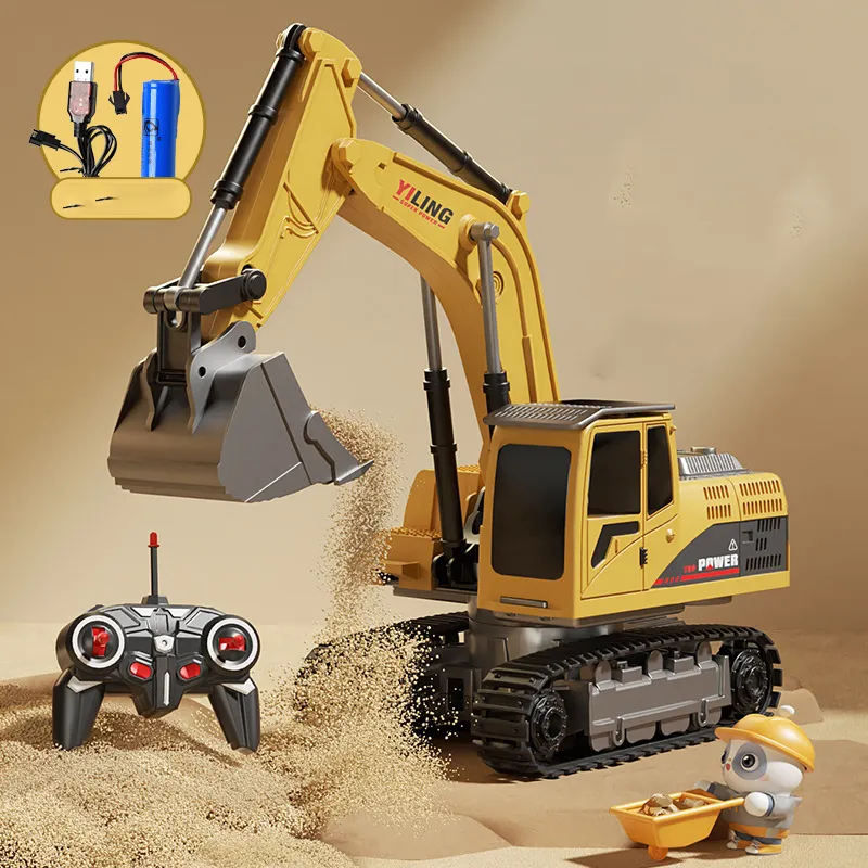 6 Channel Plastic Metal Rechargeable Model Toys Wireless Remote Control Kids Excavator Car Toys