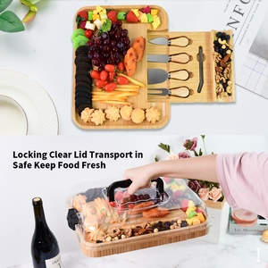 <span class=keywords><strong>2025</strong></span> mới đa mục đích nhà bếp phục vụ Platter tre gỗ pho mát Slide-Out ngăn kéo dao kéo charcuterie Hội Đồng Quản trị với nắp rõ ràng - Product Image 3
