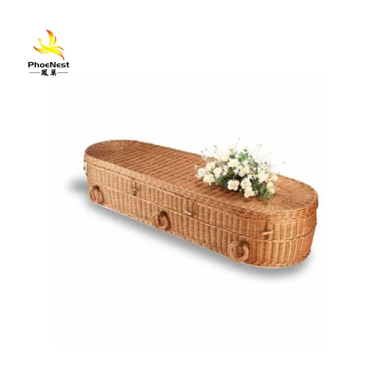 人間の灰のための壷安い葬儀棺籐棺棺ベッド