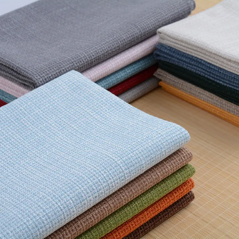 Tela decorativa de lino y algodón al por mayor, tela de lino de algodón de color liso gruesa personalizada para ropa