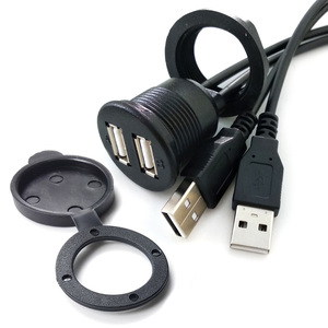 USB AF TO AM แผงพอร์ตคู่ยูเอสบีกั้นเป็นช่องต่อ USB ทรงกลม IP67สายถั่วฝาครอบ PVC - Product Image 1