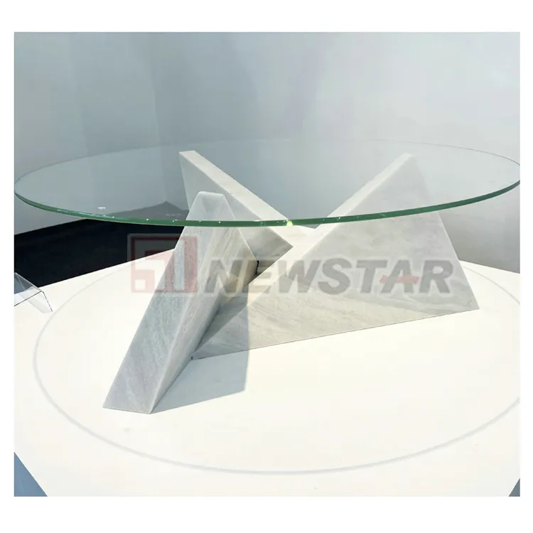 Custom design modern marble furniture low center table design glass round table