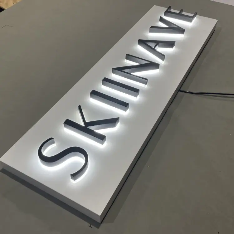 3D tabela çin özel ticari iç ofis işaretleri 3D işıklı harfler arkadan aydınlatmalı Led Logo iş tabela