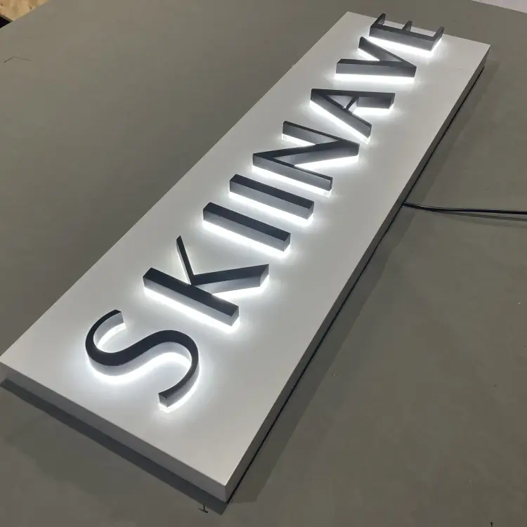 Panneaux de bureau intérieurs commerciaux personnalisés en chine, lettres illuminées en 3D, Logo Led rétroéclairé, panneau d'affaires