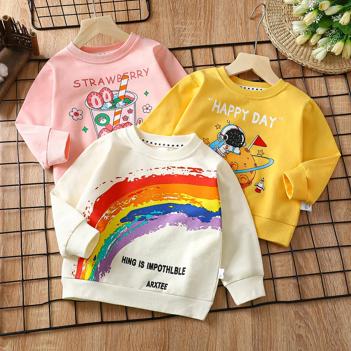Cotone bambini addensare arcobaleno felpe con cappuccio camicie bambini pigiama stampa dinosauro animali vestito camicie bambini maglione pigiama