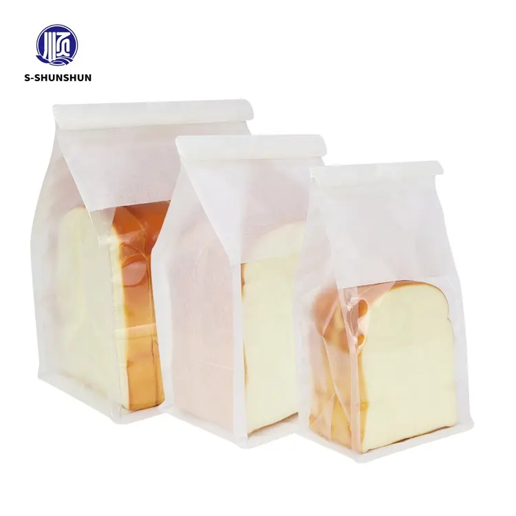 Aangepaste Groothandel Recyclebare Papieren Broodzak Kraft Voedselverpakking Bakkerij Toast Tas Met Voorruit
