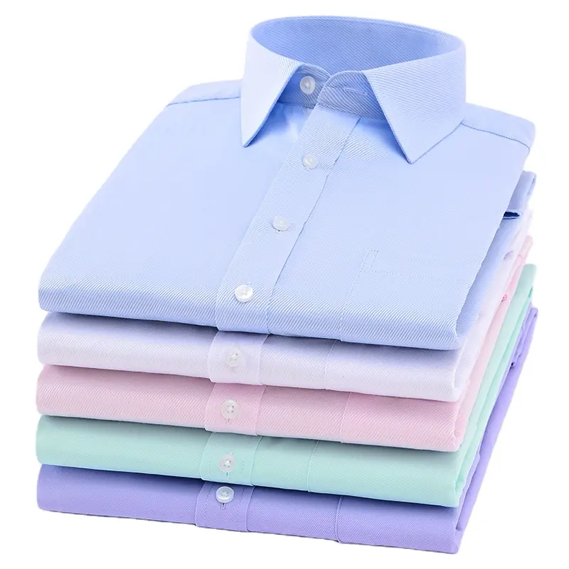 قمصان رجالية بأكمام طويلة عالية الجودة للبيع بالجملة من المصنع خالية من التجاعيد قمصان للمكتب للرجال بأزرار لأسفل