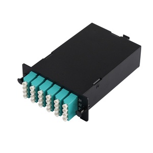 Caja de panel de conexión de gabinete de terminal de distribución de fibra óptica personalizada 1u 96 núcleos con módulo MPO Om4 PLC