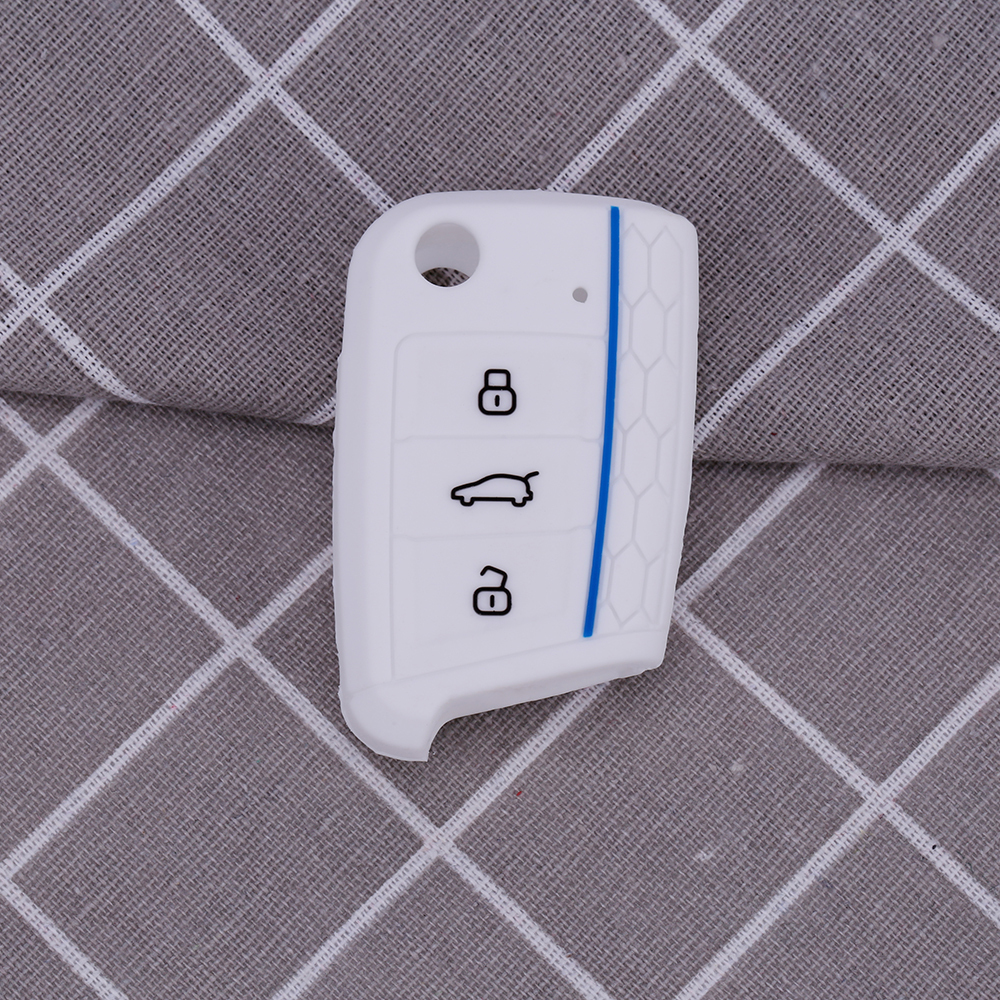 White with blue line