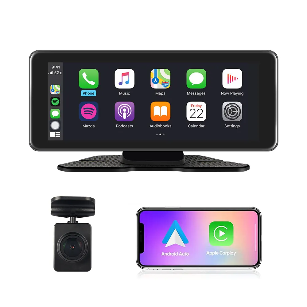 VSYS 6.86 ''Écran tactile sans fil WiFi BT Carplay Android Auto Dashcam DVR avec caméra filaire FHD 1080P