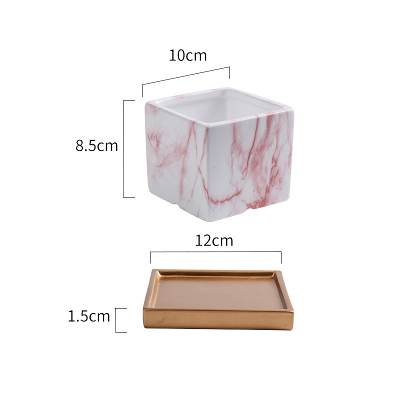 Square Pink Pattern Small Size 10cm (with Tray)