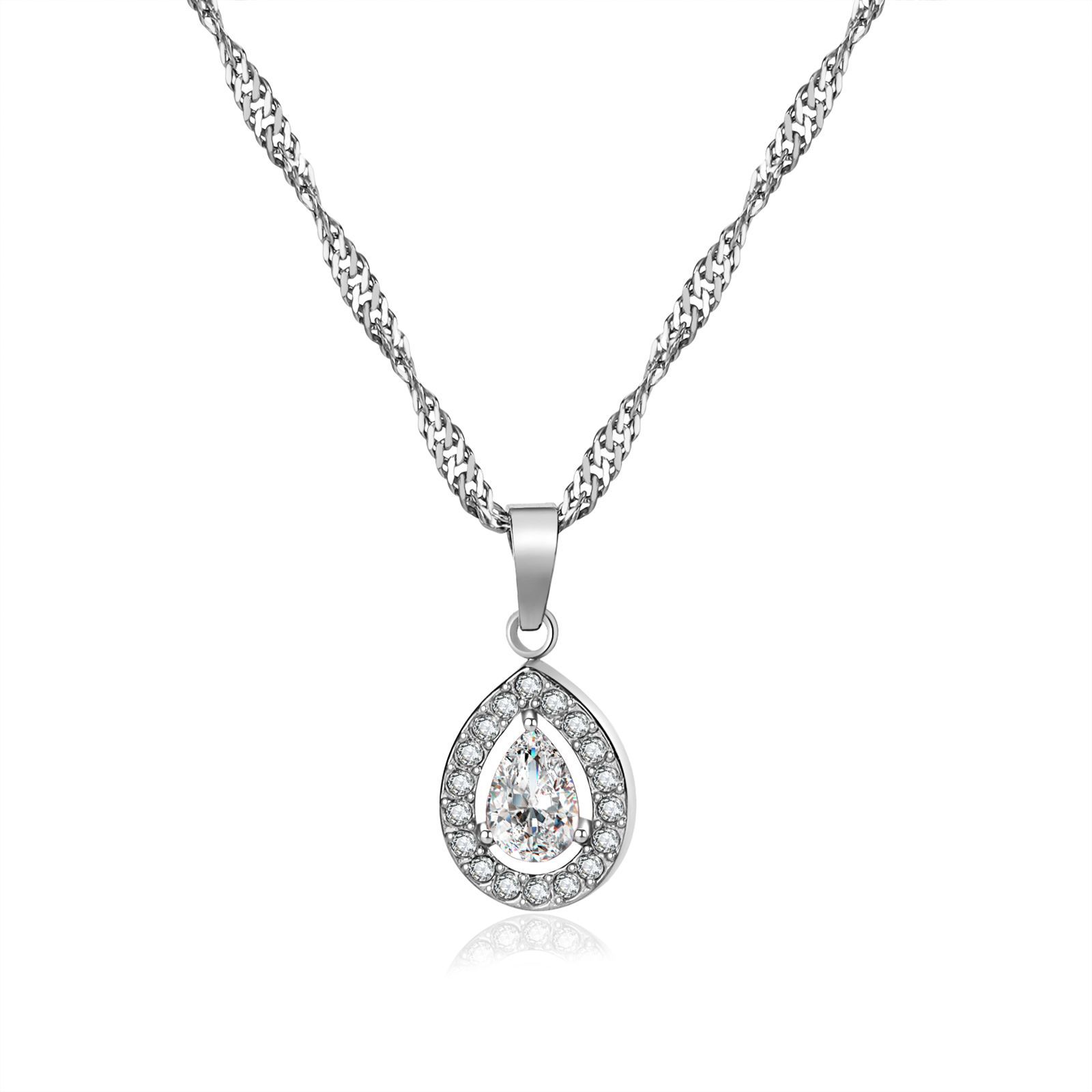 Steel-colored white zirconium drilldrop