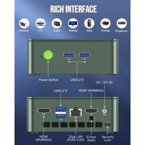 GMKtec Intel Twin Lake N150 Mini-PC 16GB DDR4-RAM 512GB PCIe M.2 SSD 4K Dual-Desktop-Computer - Product Image 2