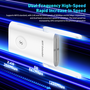 Bộ mở rộng phạm vi không dây <span class=keywords><strong>WiFi</strong></span> băng tần kép 2.4G&5G 1200Mbps với 4 ăng-ten tăng cường tín hiệu - Product Image 6