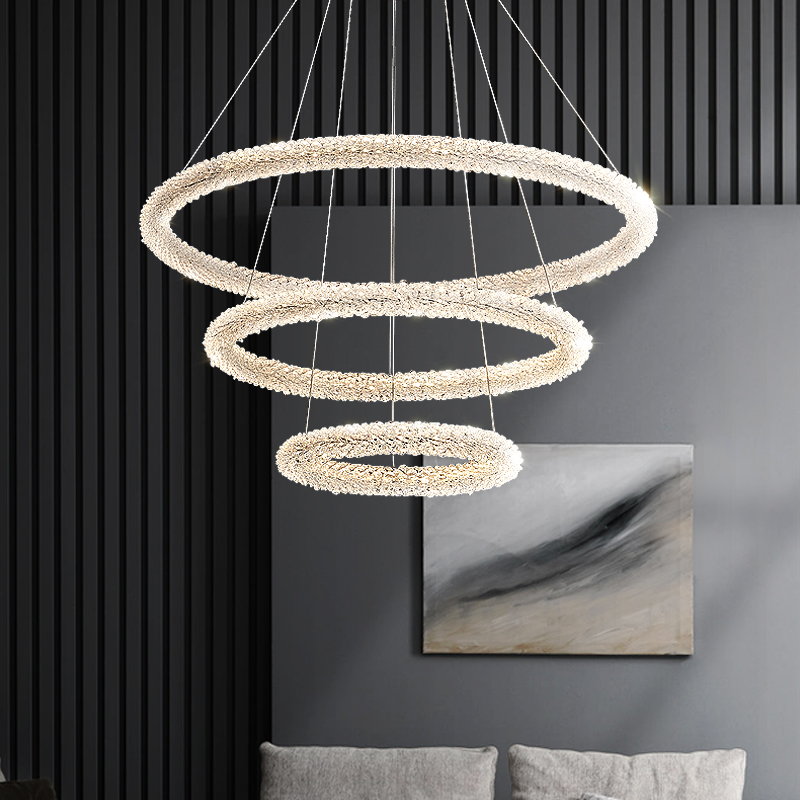 Modern crystal living room villa penthouse spiral staircase bedroom pendant light luxury led chandelier