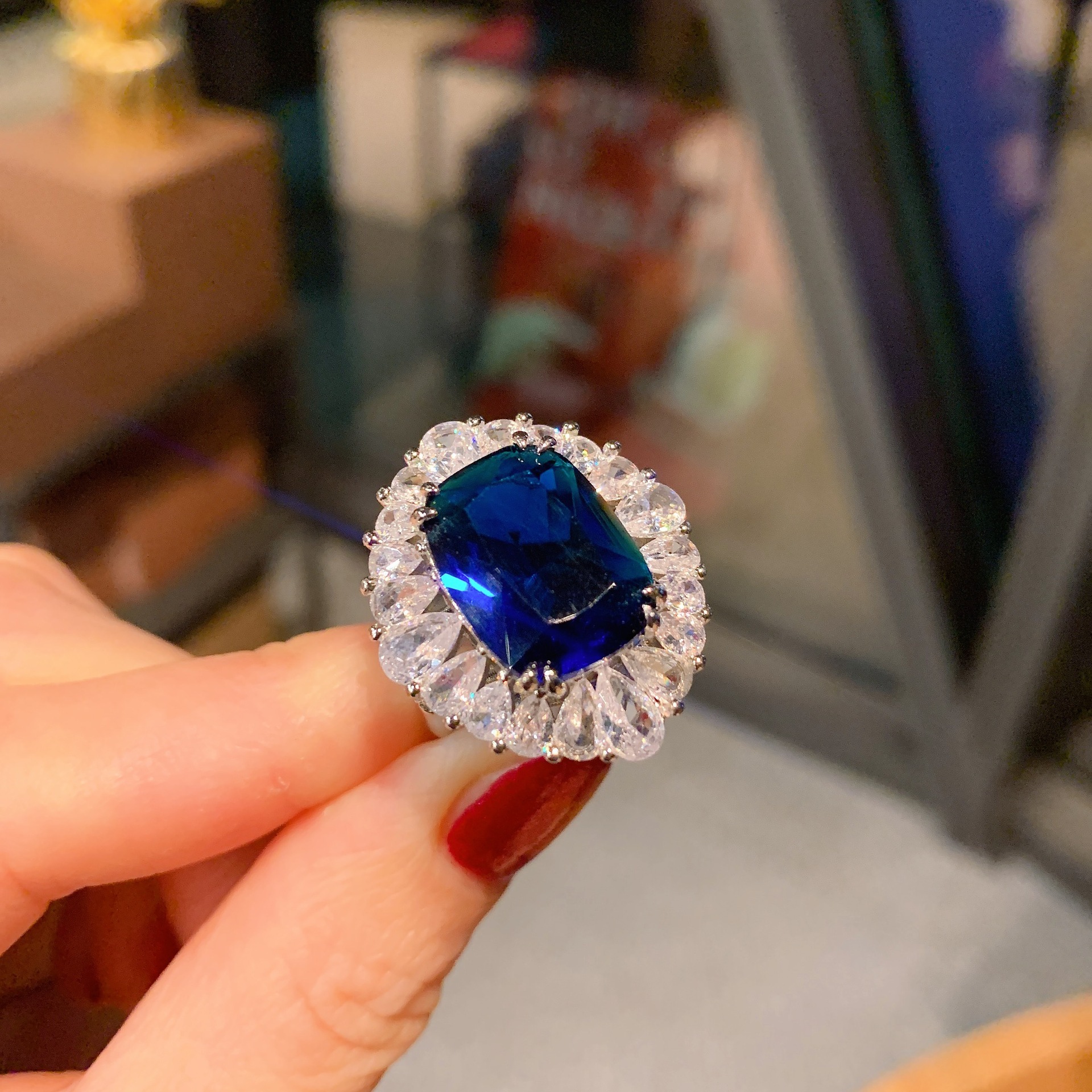 open size Blue glass ring