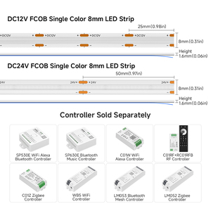DC12V 5มม. 8มม. 480led/S 5เมตรม้วนริบบิ้นความหนาแน่นสูง RA90สีสันสดใส FOB ซังแถบ LED สีเดียว - Product Image 5