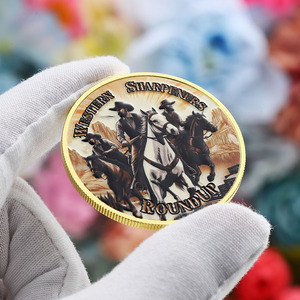高品质硬币定制3d锌合金金属彩色印刷挑战纪念币美国西式代币决定硬币 - Product Image 1