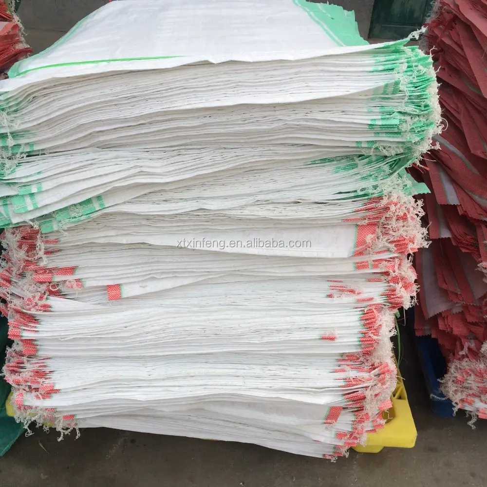 Xinfeng poly packaging sack pp sacchetti tessuti 50kg riso mais termosaldatura sacchetto di plastica polipropilene tessuto sacco per grano