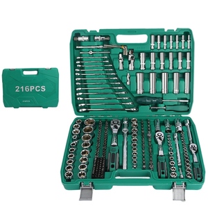 Juego de herramientas manuales de alto par de alta resistencia de 216 piezas, manualidades integrales de bricolaje con caja de herramientas de plástico para uso de reparación