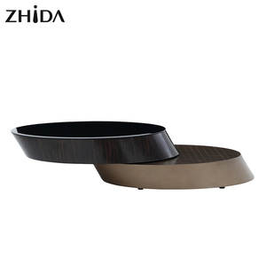 Nordic Rotatable Luxury <strong>Design</strong> Living Room Center Table Gold and Black Round Coffee Tea Table Set - Product Image 1