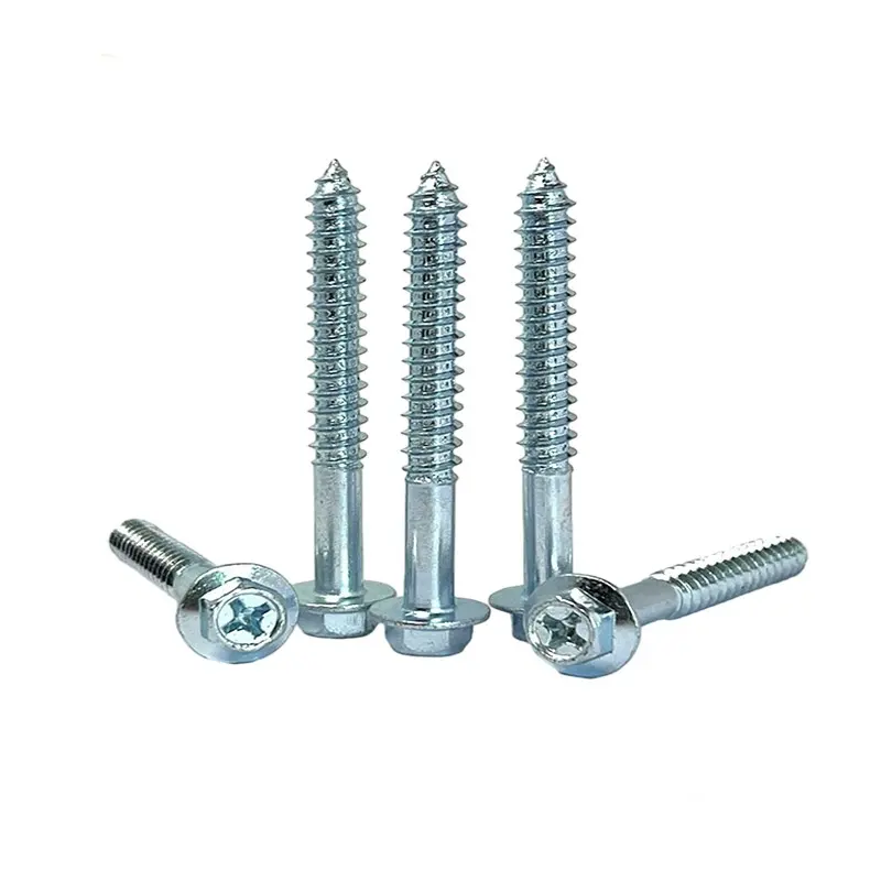 Alta resistencia Clase 10,9 Brida grande Cabeza hexagonal Tornillo para madera Chapado en zinc azul y blanco