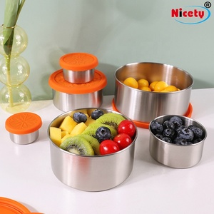 Contenedor de alimentos hermético apilable, de acero inoxidable, con tapa de silicona de colores 304, cajas de almacenamiento apilables