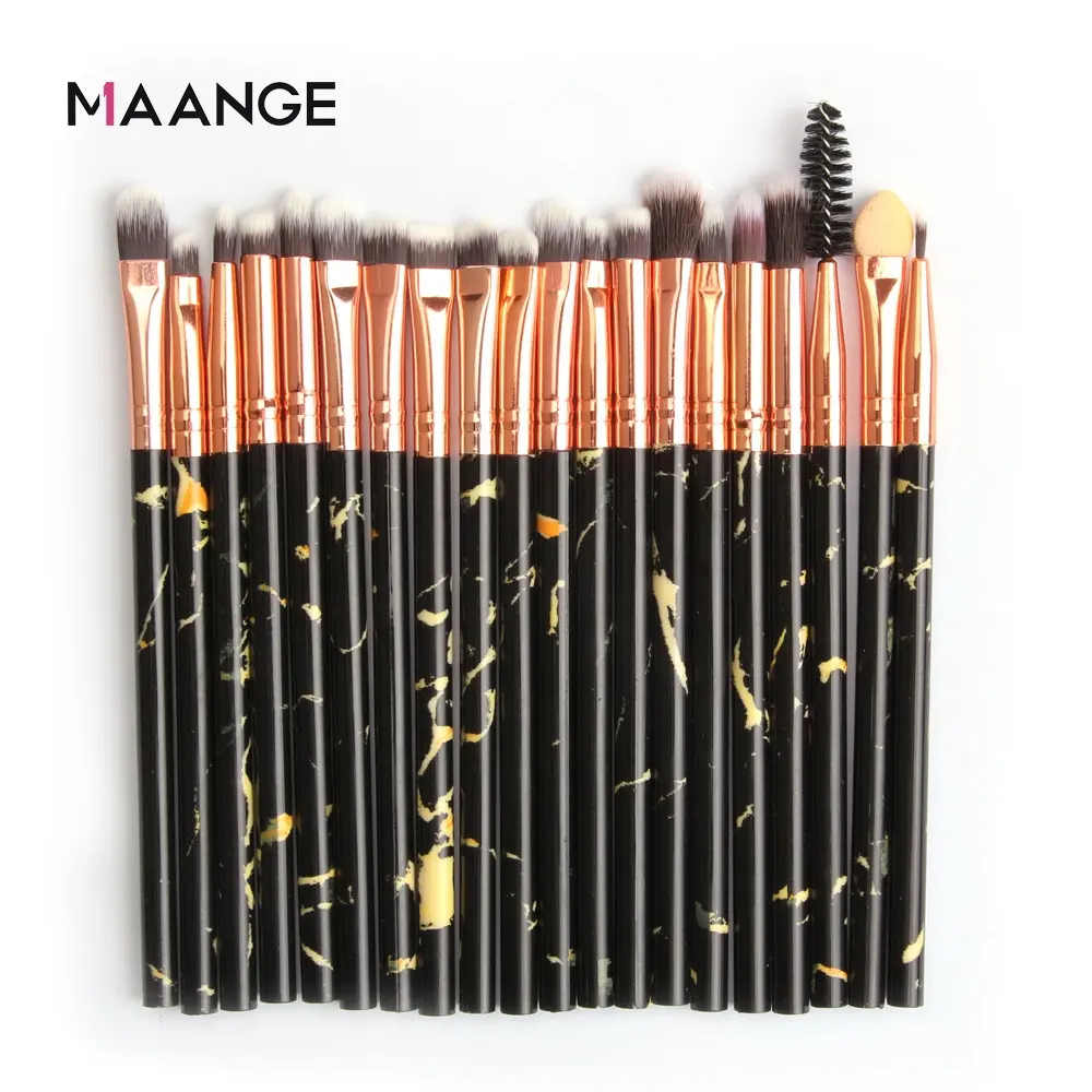 Maange neue LOW MOQ Maquill age 20 Stück Schönheit Make-up Pinsel benutzer definierte Logo Marmor Muster vegane Nylon Augen bürsten Make-up Set