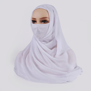 סיטונאי פרימיום שיפון תפרים Tudung סוק Hijabs פנים-רעול פנים מטפחת נמתח שיפון מיידי צעיפים