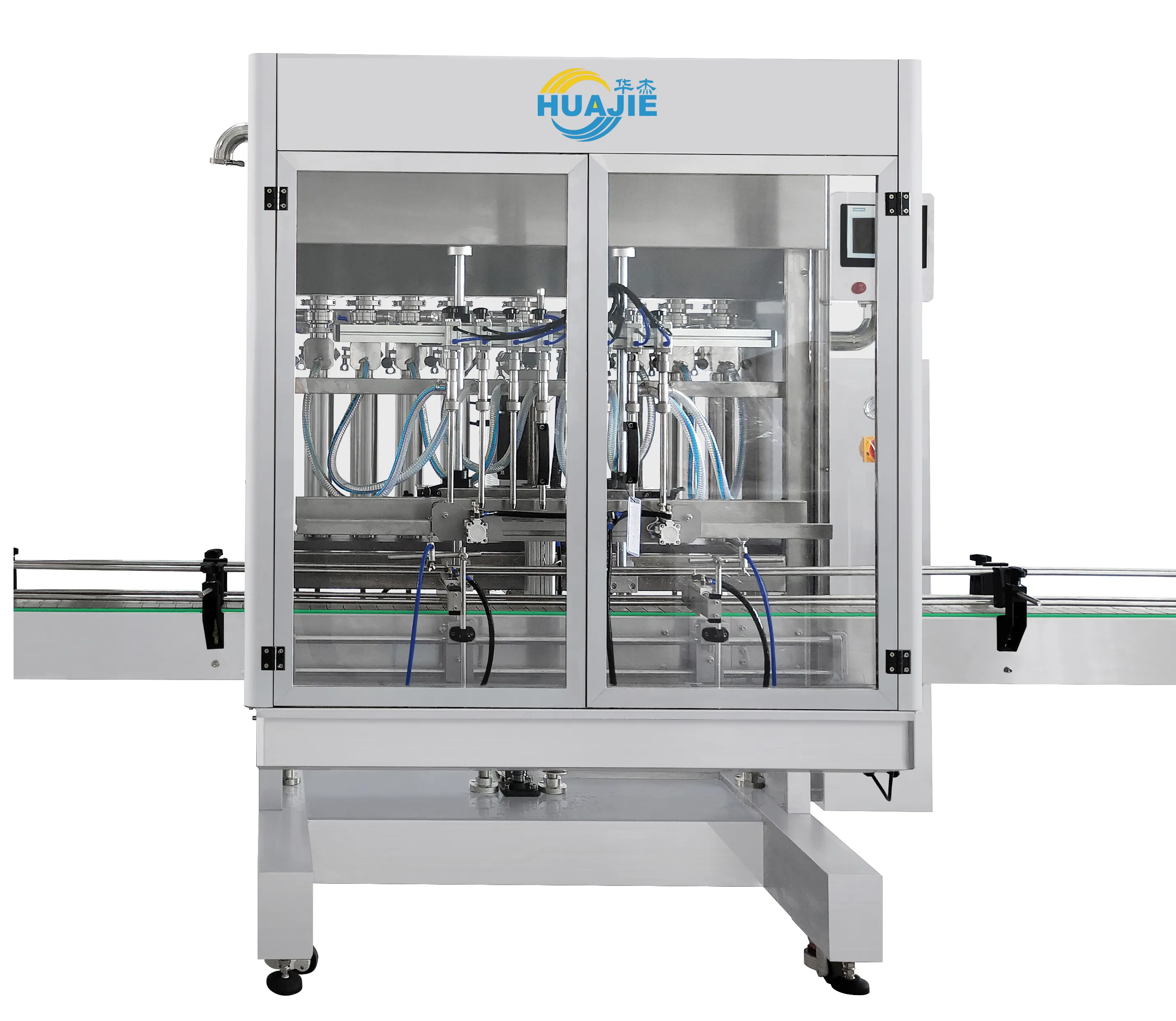 HUAJIE Automático Lineal Industrial Servo Multi-cabezales Champú Detergente Lavado Líquido Botella de plástico Máquina de llenado