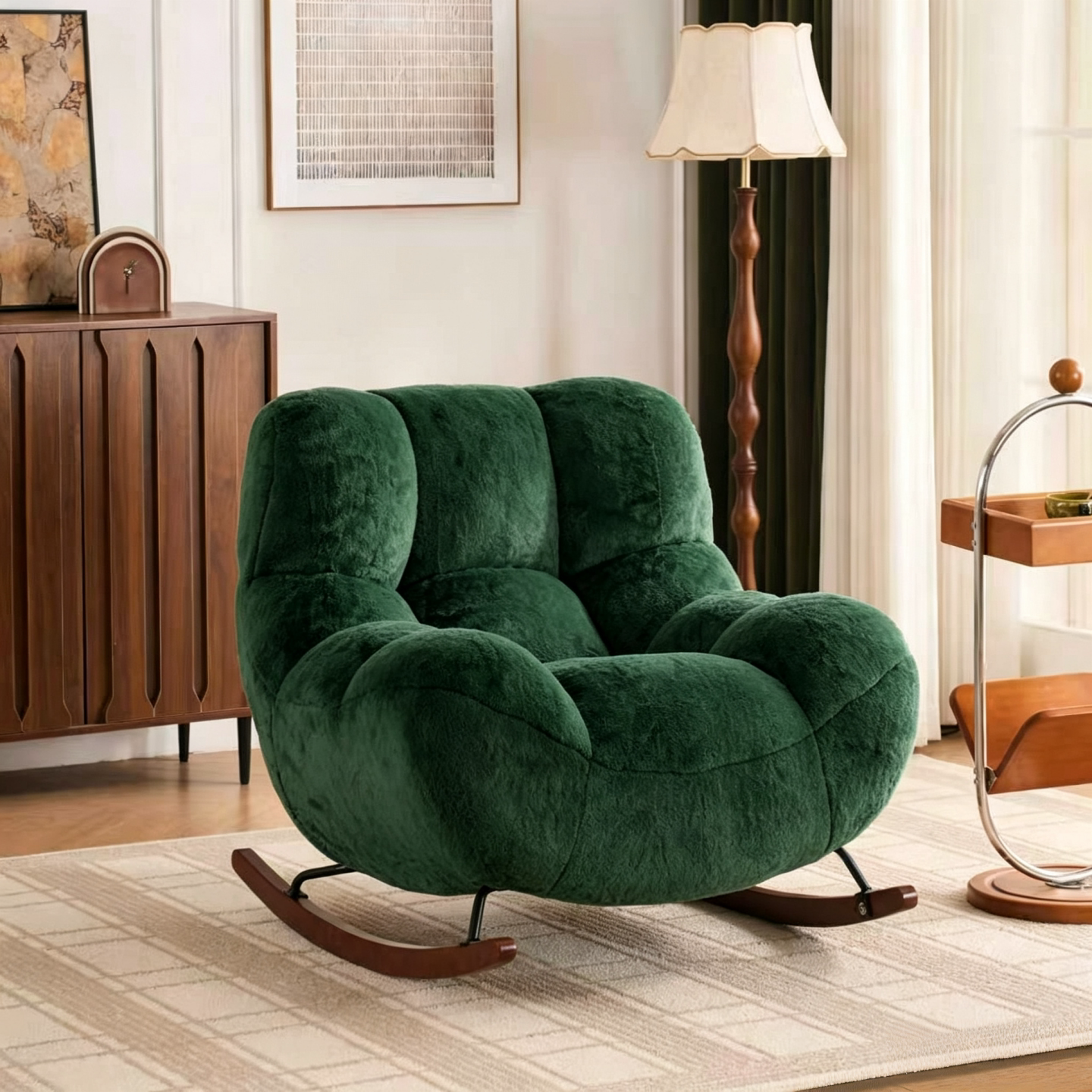 Fausse fourrure de lapin vert foncé