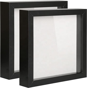 8x8 Shadow <strong>Box</strong> Picture <strong>Frame</strong> With Linen Board <strong>Deep</strong> Wood Glass <strong>Display</strong> Case Ready to Hang Memory <strong>Box</strong> With Drawing Pins - Product Image 6