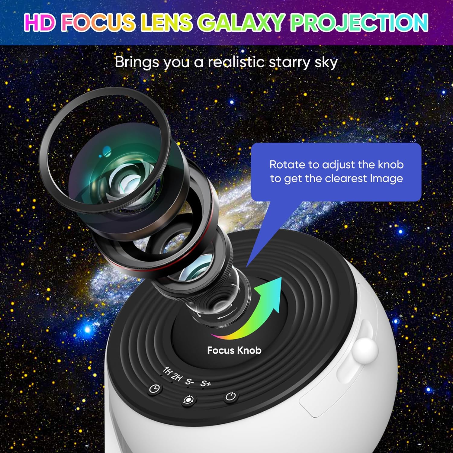 12ใน1ภาพ HD Galaxy Projector สำหรับบ้าน planetarium โคมไฟกลางคืนปรับ focns ของขวัญที่มีธีมดาราศาสตร์ - Product Image 6