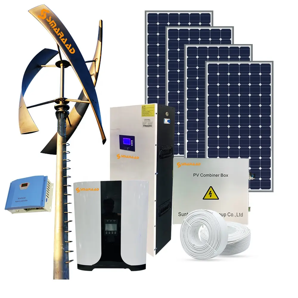 5KW Wind Turbine gerador e 5KW Painéis Solares Hybrid Power System Wind Solar System para uso doméstico