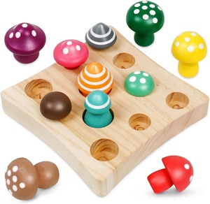 C02216 2024 Factory Direct Sales Mushroom Logarithmic Plate Wooden Toys Harvest Game Educational Learning <strong>Shape</strong> <strong>Sorting</strong> &amp; Number - Product Image 1