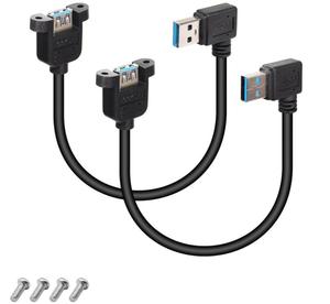 5Gbps CABLETOLINK 90 Degree Right Angle <strong>USB</strong> 3.0 Male to Female with Screw Hole Panel Mount for Data Transferring(L/<strong>R</strong>) - Product Image 2