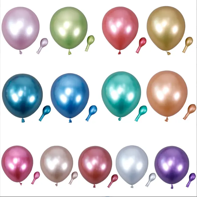 2.8g 12 polegadas chrome 50pcs Brilhante Do Partido Balões metálicos balão de látex balão de látex para o Chuveiro Nupcial Do Casamento da Festa de Aniversário